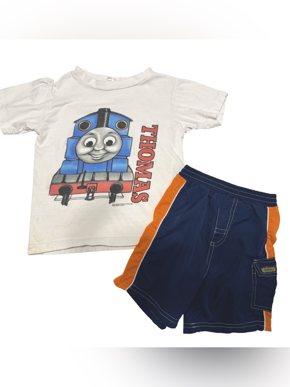 Vintage Thomas the Train 2-Piece Outfit Set Boys Size 4T/5T Shorts & tee